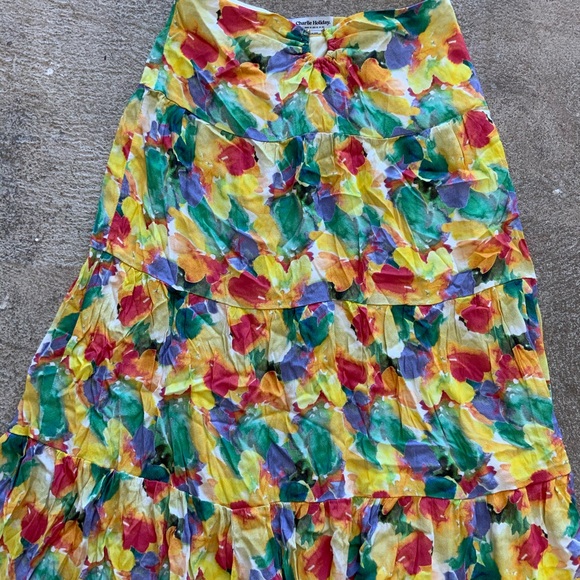 Charlie Holiday Floral bright Cheyenne maxi skirt and crop top two piece set-OBO - Picture 9 of 10